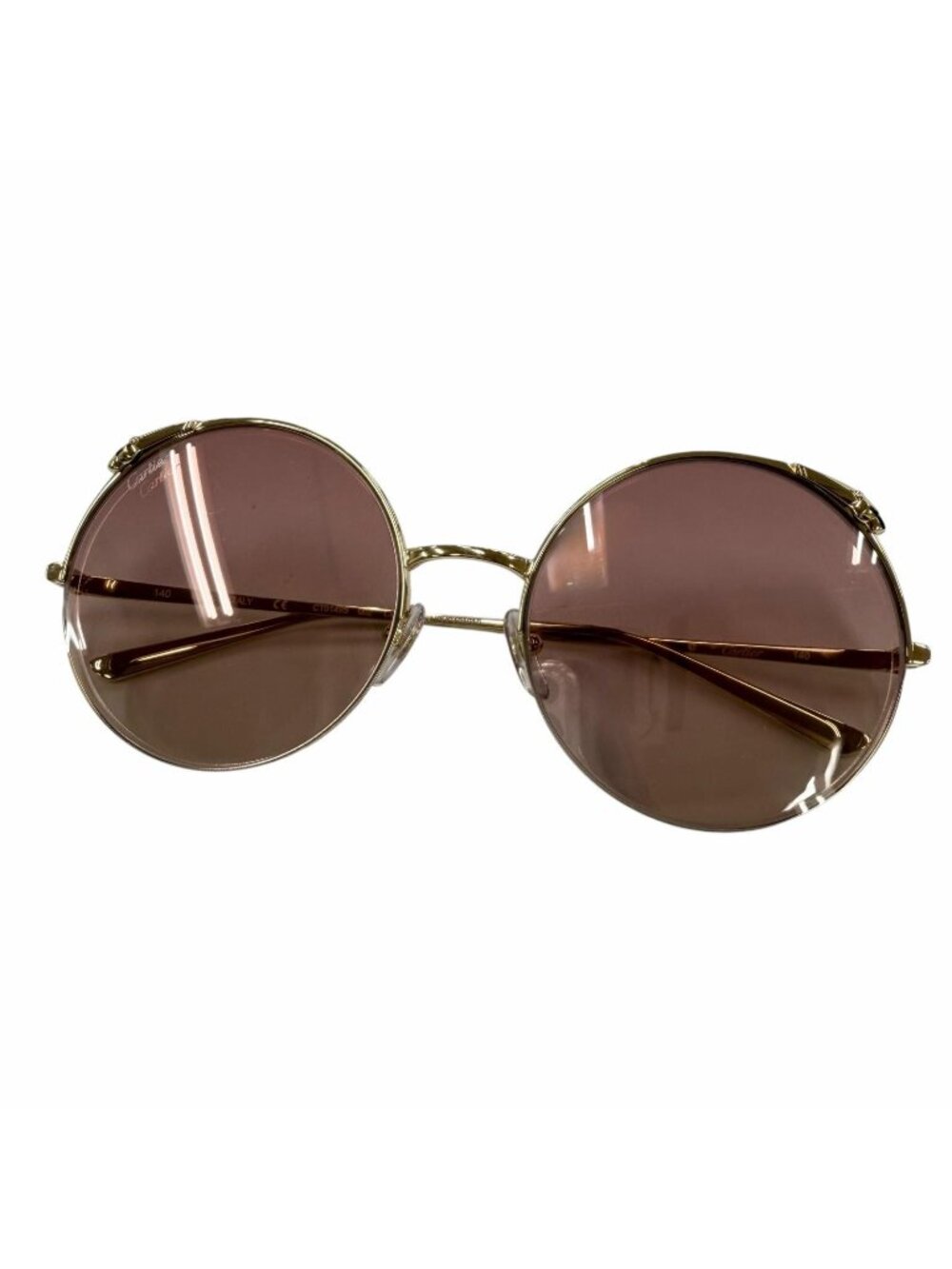 Cartier Panthere Round Half Rim Sunglasses Gold 60 20 Demo Lens Eyewear